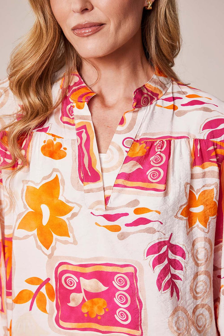 Decollage Fuchsia Swirl Print Shirt