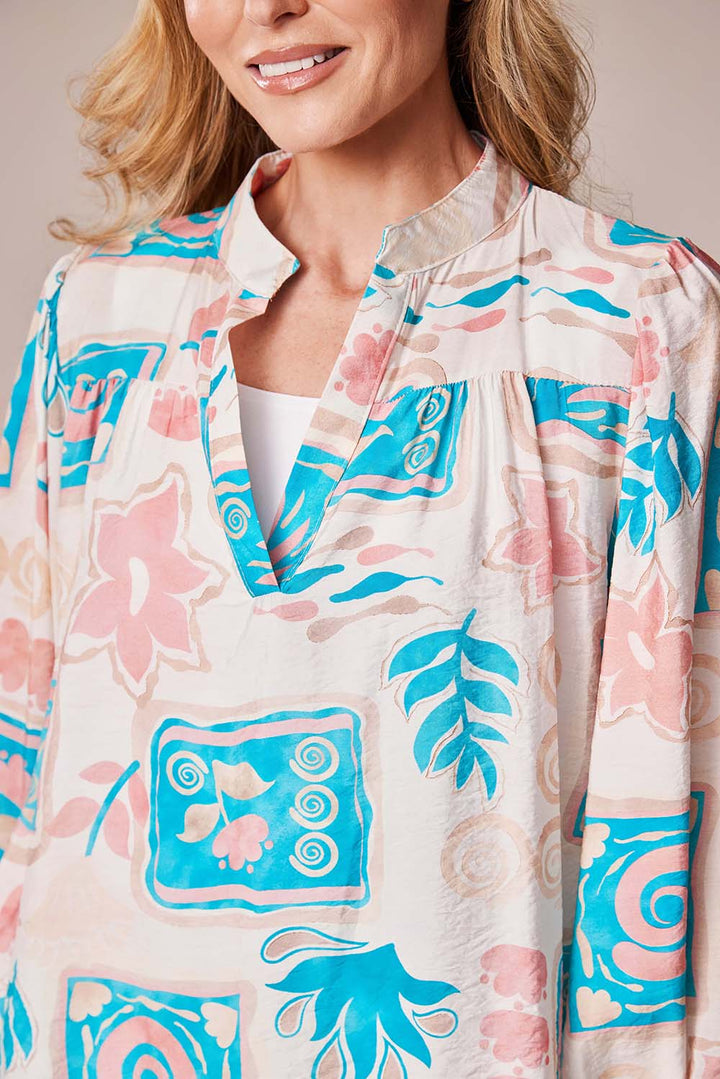 Decollage Turq Swirl Print Shirt