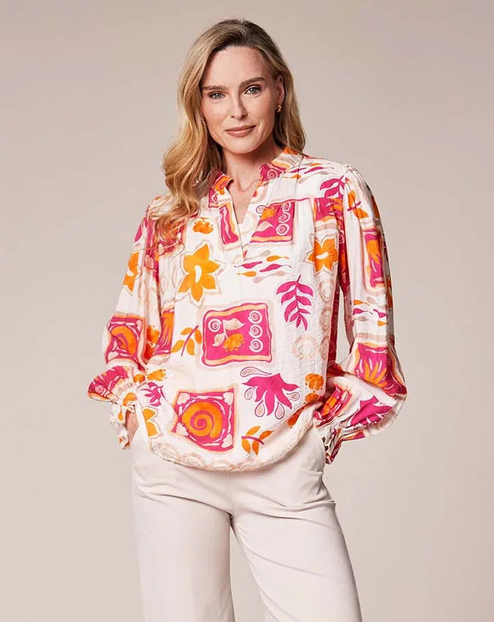 Decollage Fuchsia Swirl Print Shirt