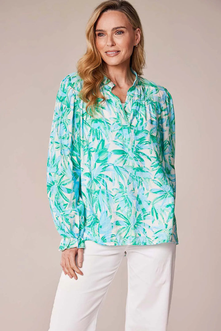 Decollage Mint Palm Print Shirt