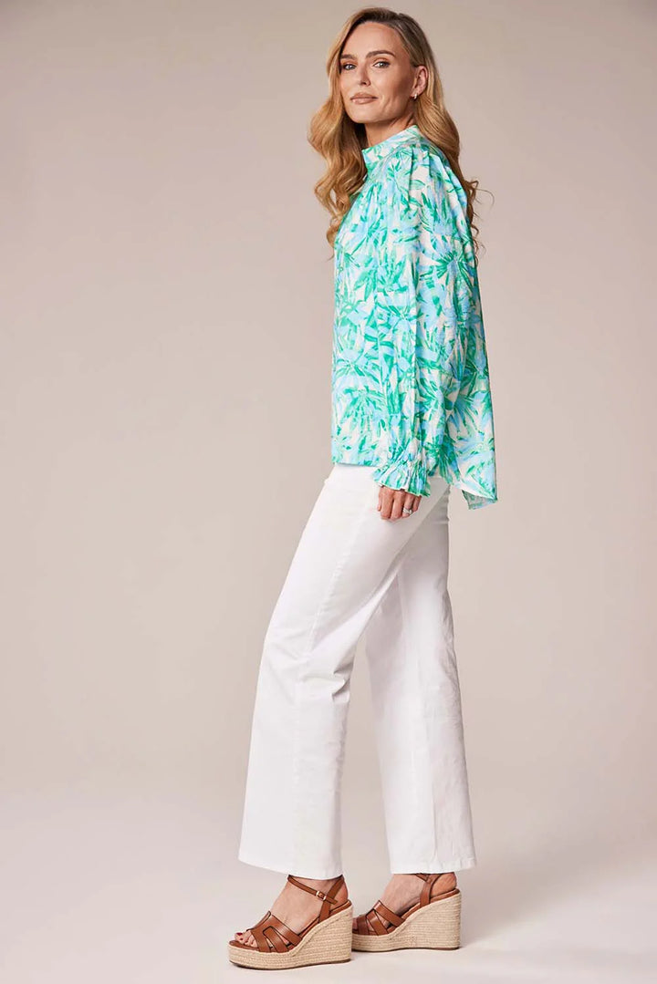 Decollage Mint Palm Print Shirt