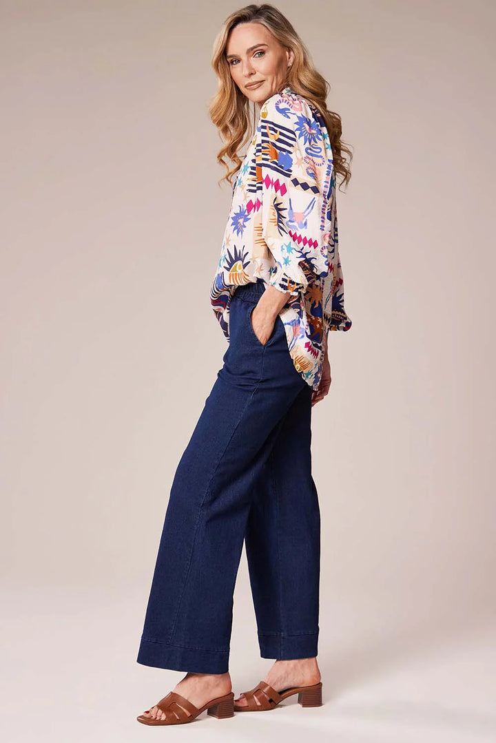 Decollage Navy Tribal Print Shirt