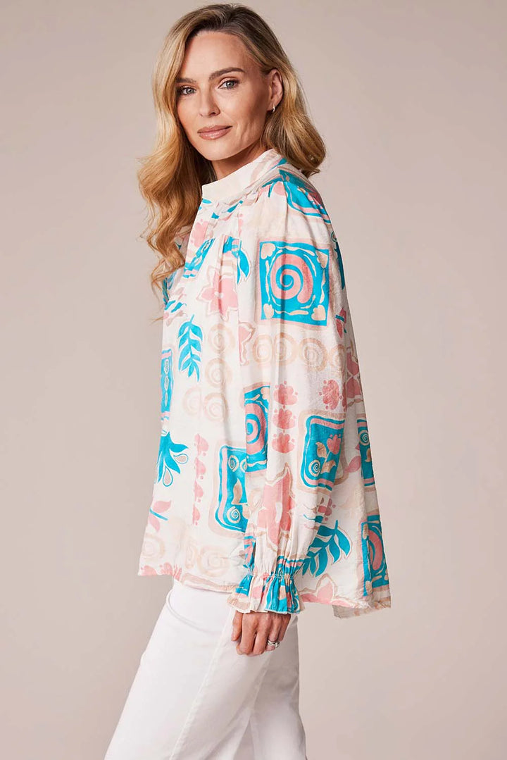 Decollage Turq Swirl Print Shirt
