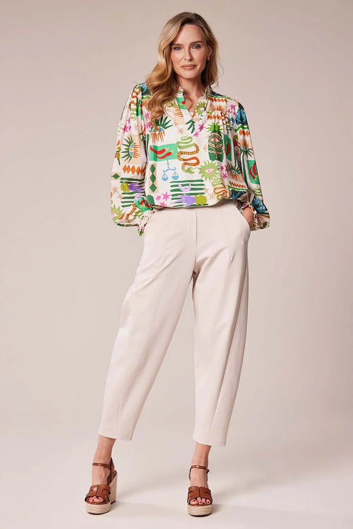 Decollage Green Tribal Print Shirt