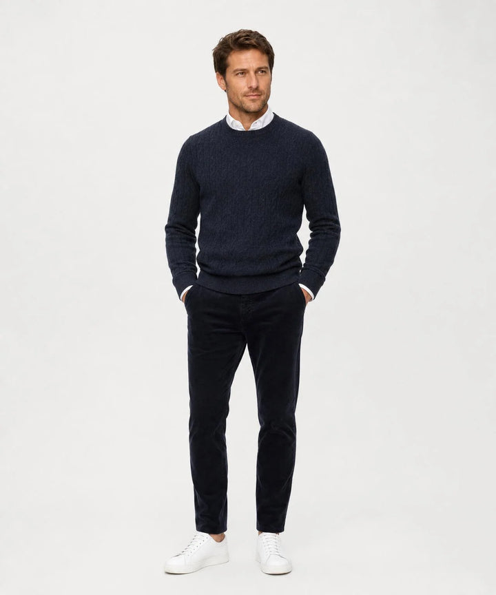 McGregor Lambswool Cable Knit Sweater, Navy