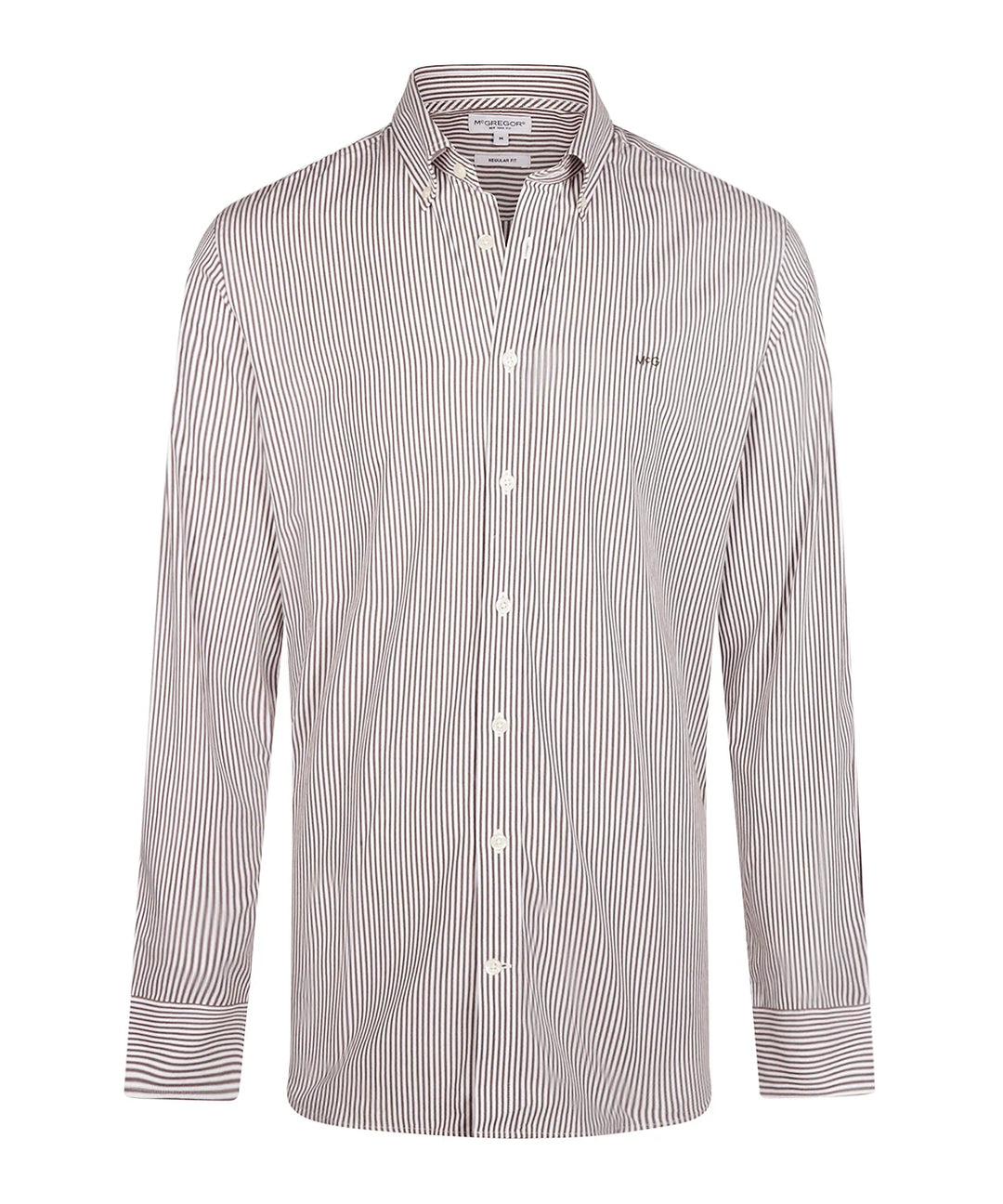McGregor Poplin Stripe Shirt, Chocolate Brown
