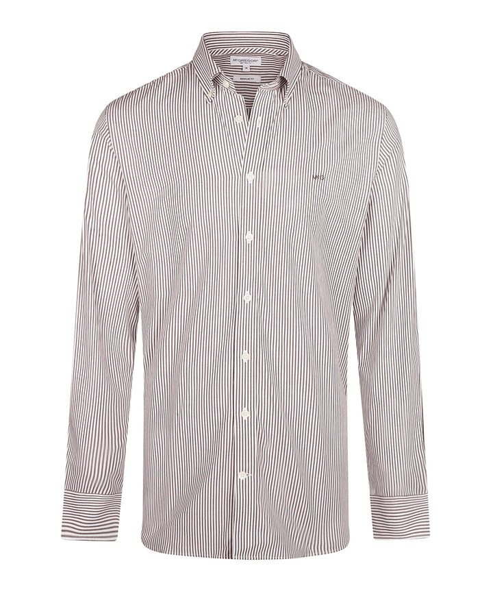 McGregor Poplin Stripe Shirt, Chocolate Brown