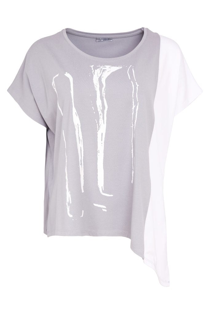 NAYA Dove & White Placement Print Top