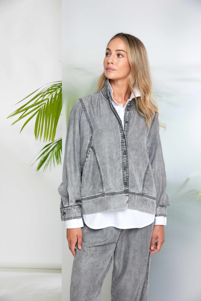 NAYA White Jersey Collar Cuff & Hem Panel Top