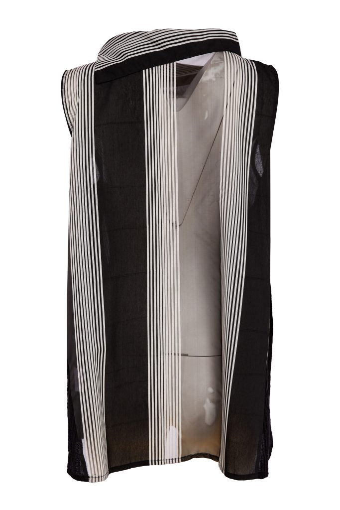 NAYA Striped Cut Away Collar Top