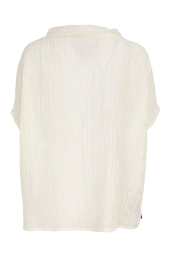 NAYA Cream Taupe Rippled Print High Neck Top