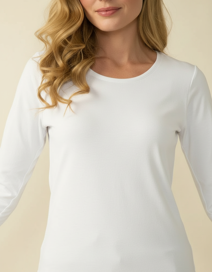 Decollage PAULA White Long Sleeve Top