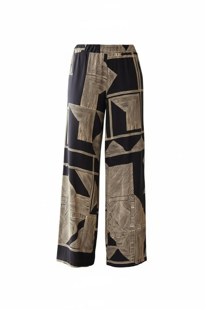 Peruzzi Black & Gold Geometric Wide Leg Trousers