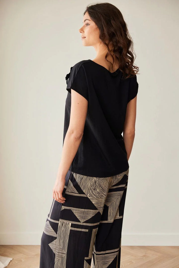 Peruzzi Black & Gold Geometric Wide Leg Trousers