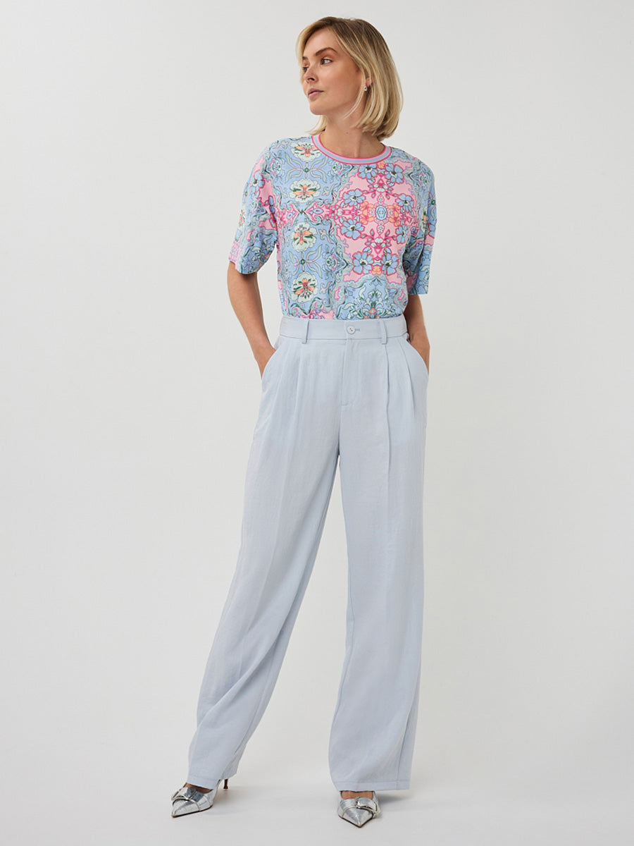 EsQualo Multi Print Round Neck Top