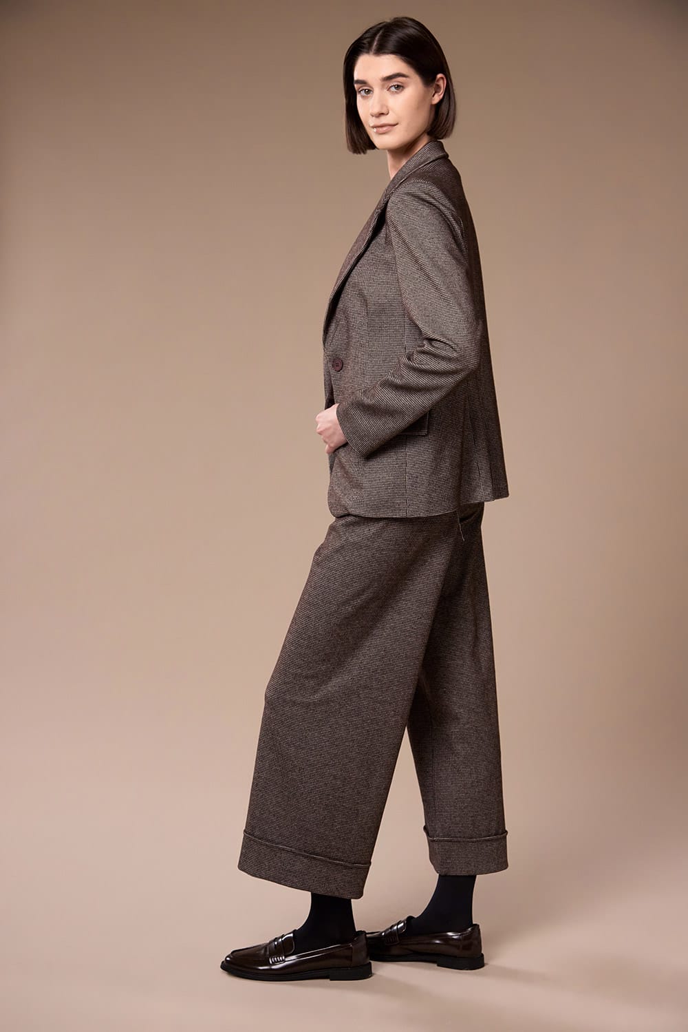 Peruzzi Mini Houndstooth Trousers, Brown