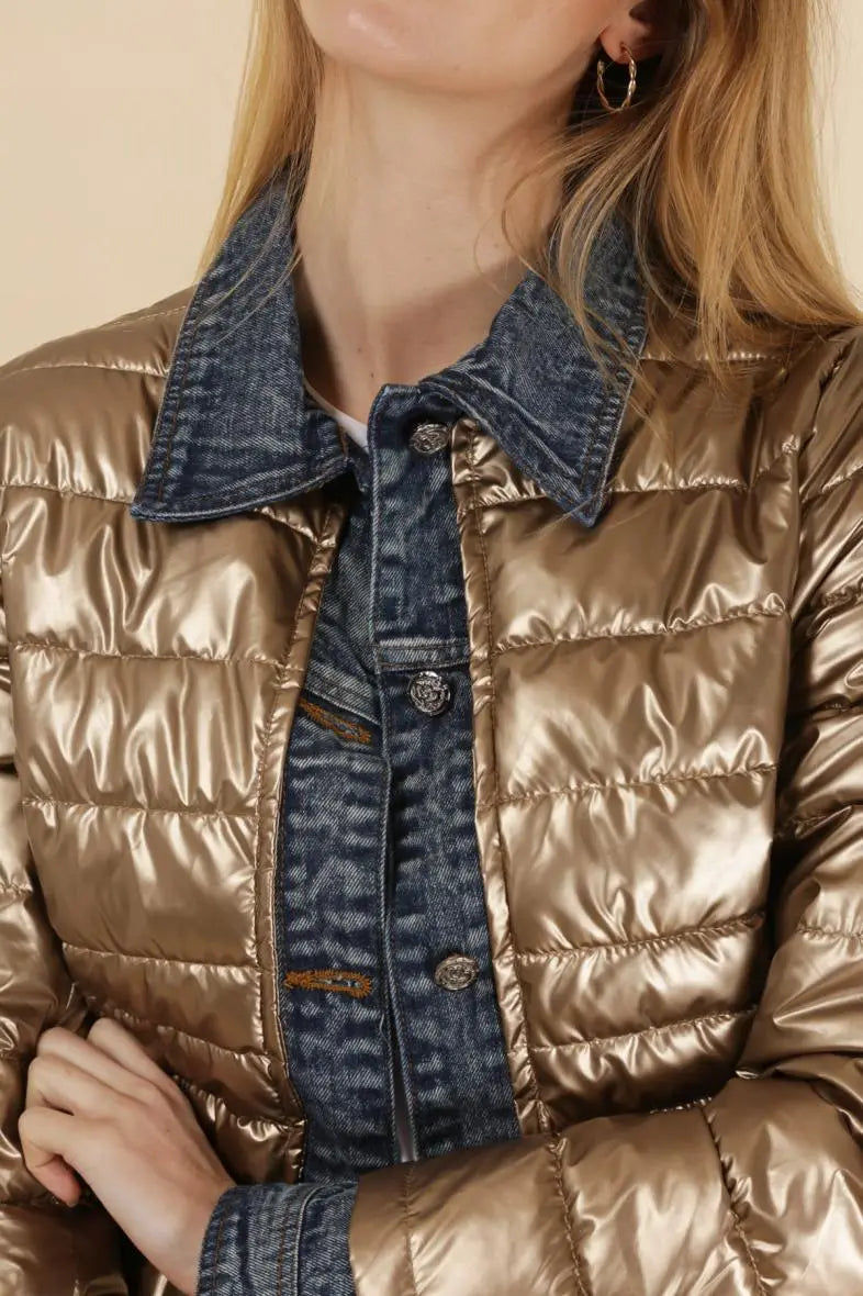 Denim Quilted Jacket, Gold