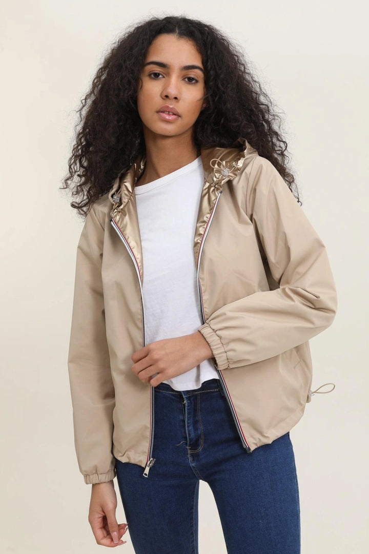 Short Waterproof Reversible Windbreaker