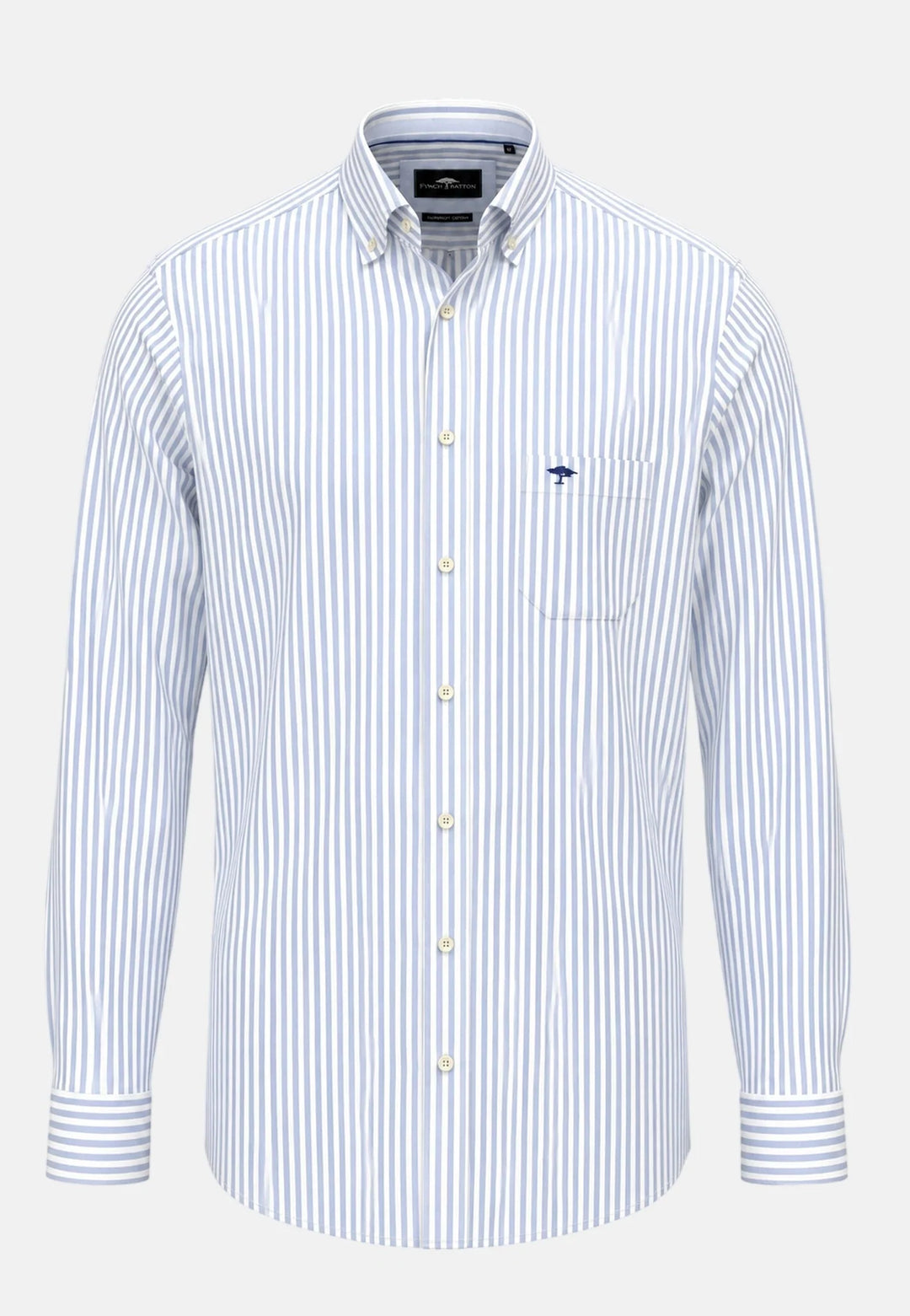 Fynch Hatton Poplin Stripe Button Down Shirt, Light Blue