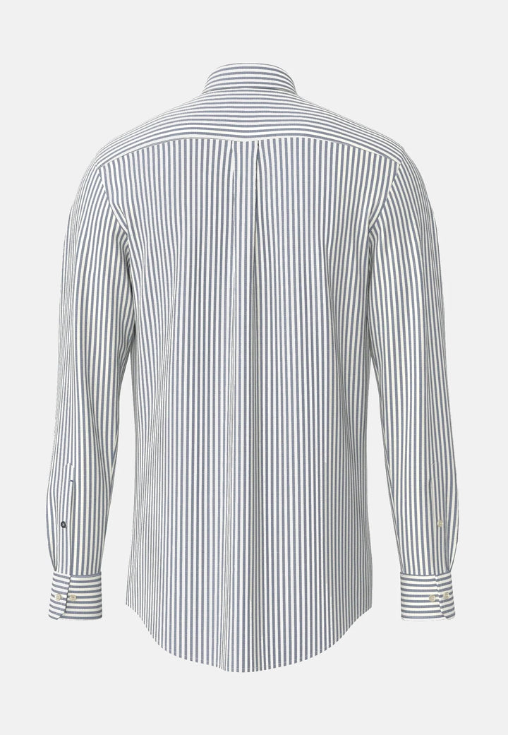 Fynch Hatton Poplin Stripe Button Down Shirt, Navy