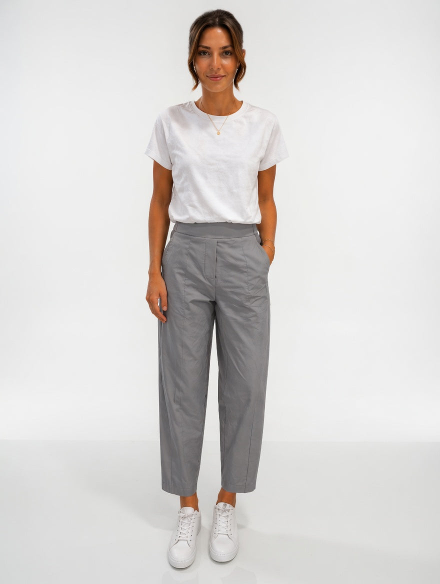 Lightweight Cropped Barrel Travel Trousers