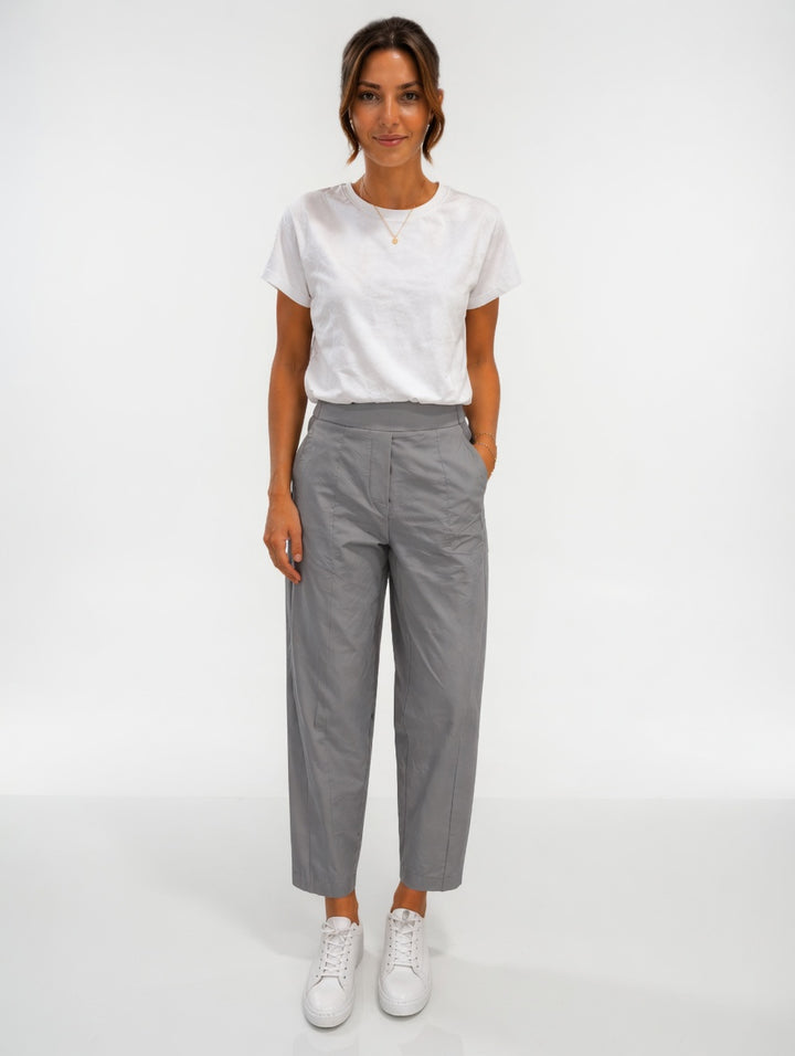 Lightweight Cropped Barrel Travel Trousers