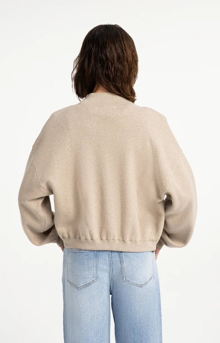 YAYA Jacquard Knitted Cardigan with Zip Closure, Grey