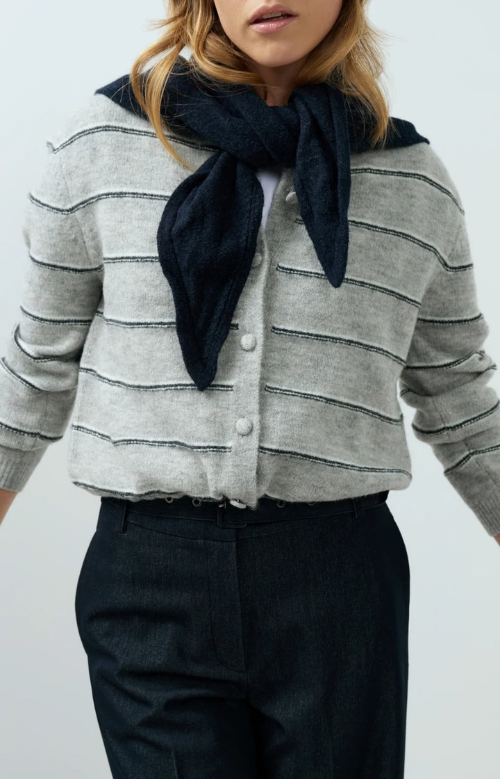 YAYA Knitted Triangle Scarf, Cat Black Melange