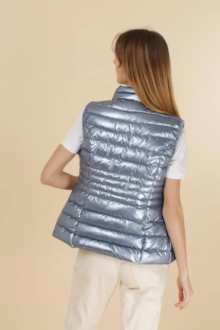 Lightweight Metallic Down Gilet, Blue