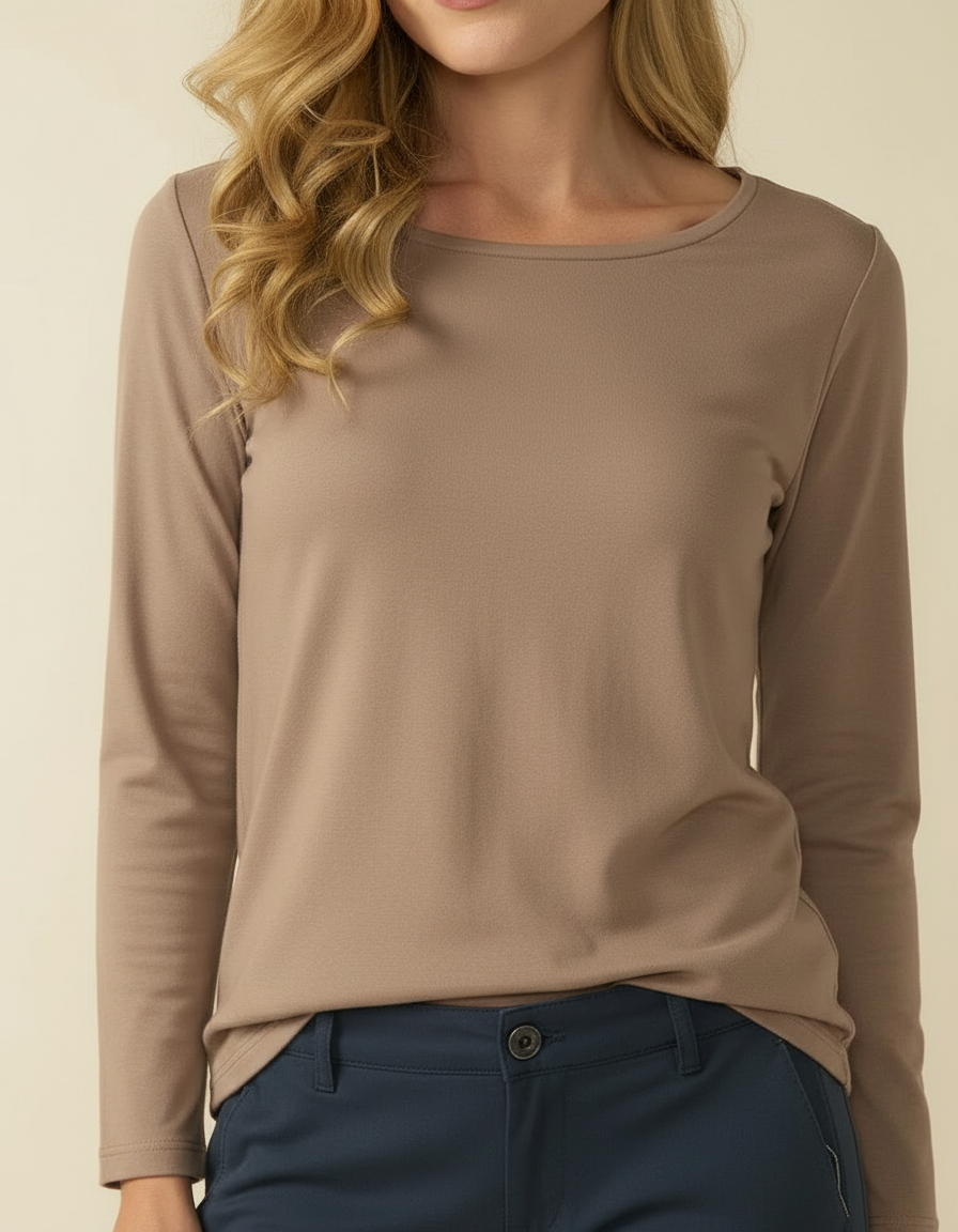 Decollage PAULA Taupe Long Sleeve Top