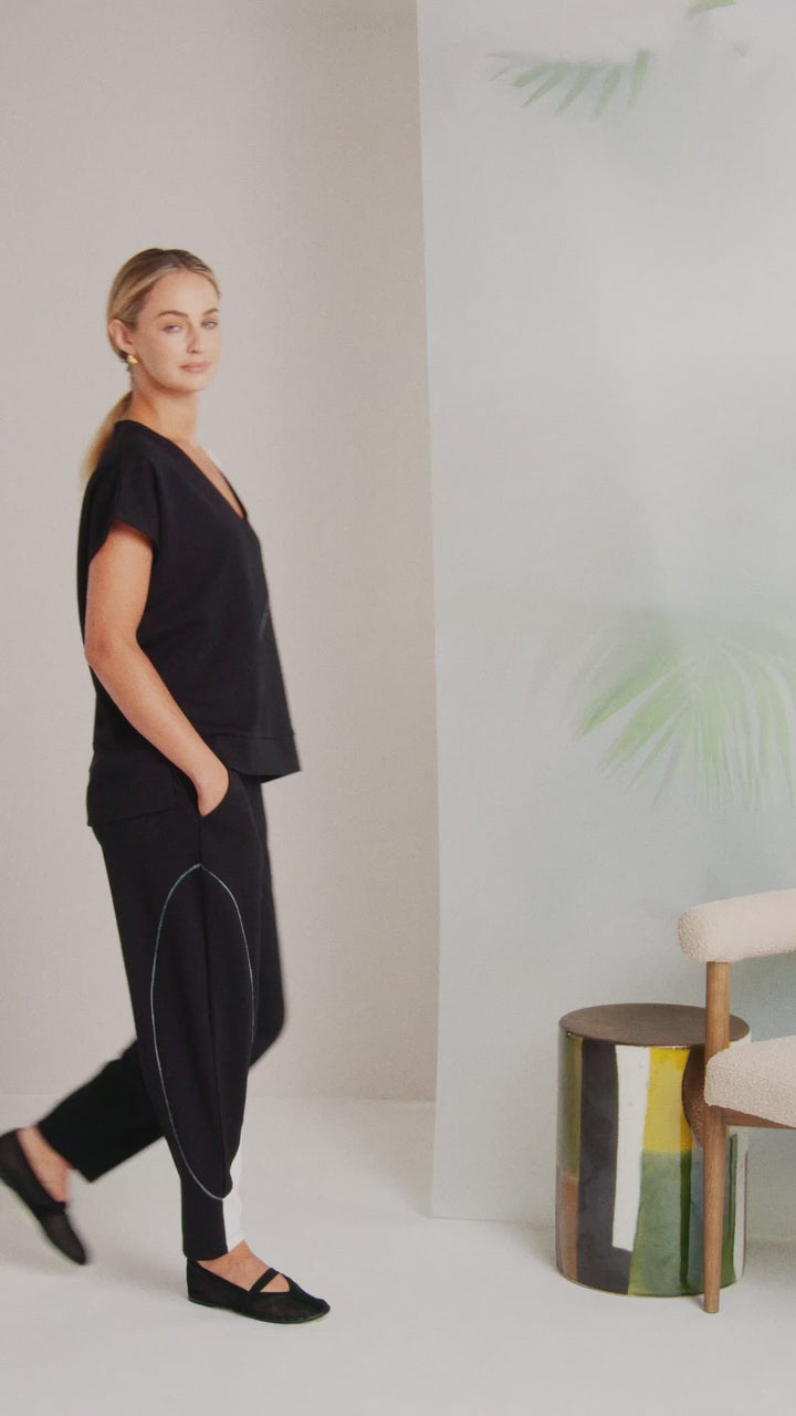 NAYA Black V Neck Top