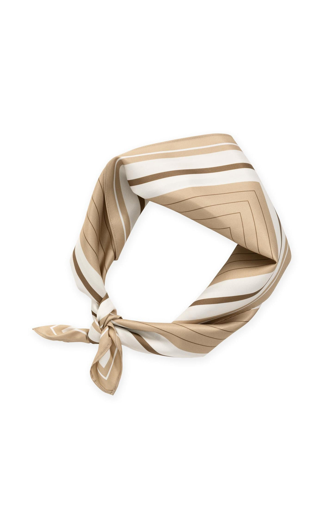 YAYA Satin Scarf with Striped Print, Cornstalk Brown Dessin