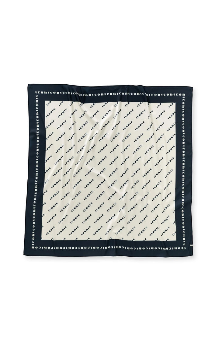 YAYA Navy Woven Square Scarf