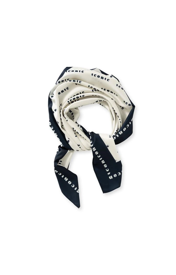 YAYA Navy Woven Square Scarf